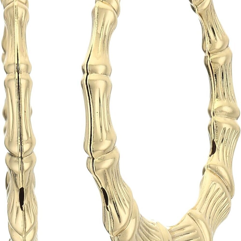 Womens Bamboo Hoop Earrings Gold Lightweight Hypoallergenic Giftable